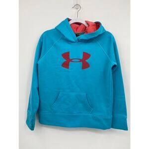 Under Armour Girls Hoodie Sweatshirt Blue Pink Long Sleeve Loose Fit Pockets YXL